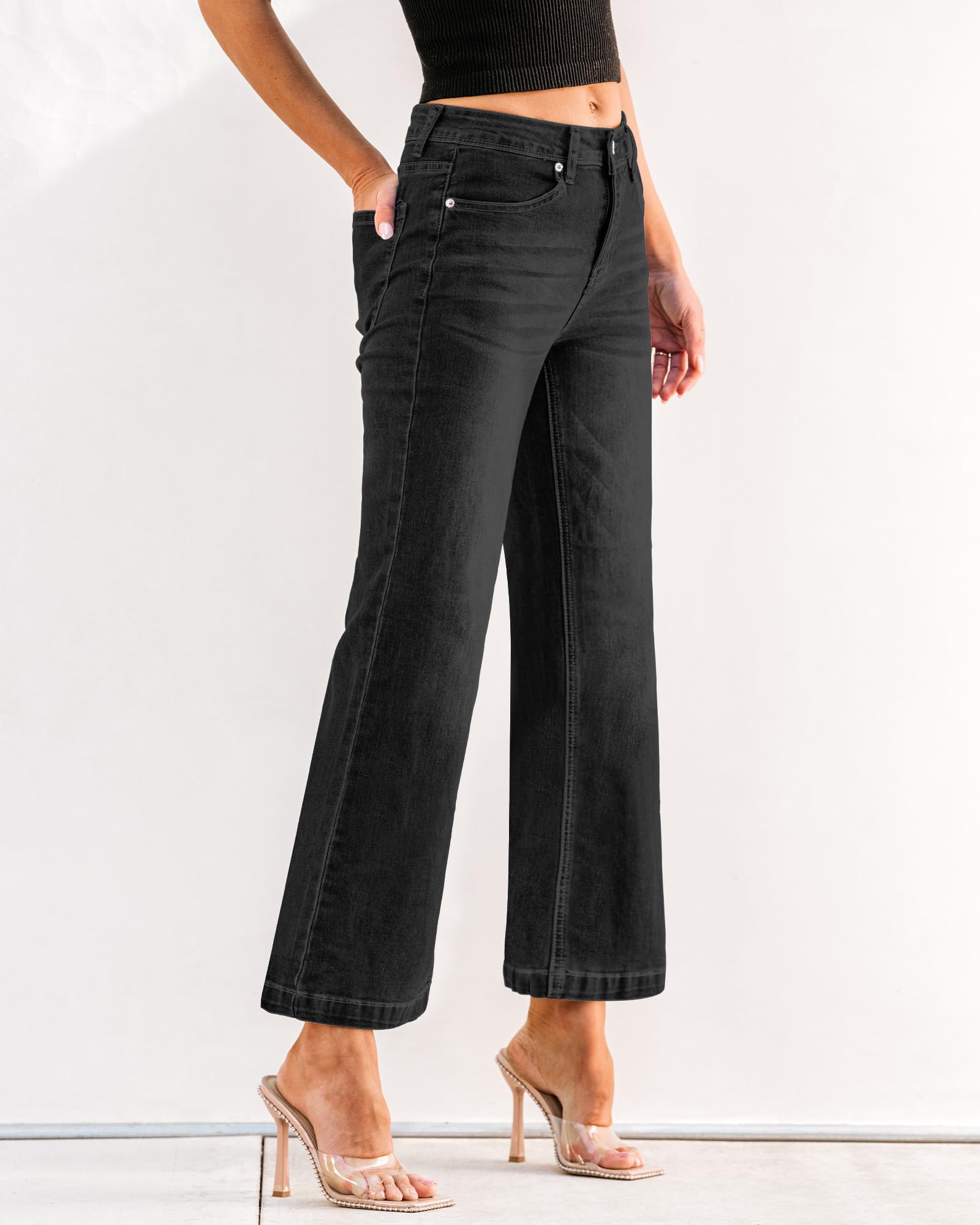 Foto 4 pulgar | Vaqueros Grapent Holgados Negros De Cintura Alta Para Mujer, Talla Grande, Negros - Venta Internacional.