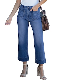 Foto 1 | Pantalones Vaqueros Luvamia Para Mujer, Cintura Alta, Pierna Ancha, Azul Oscuro - Venta Internacional.