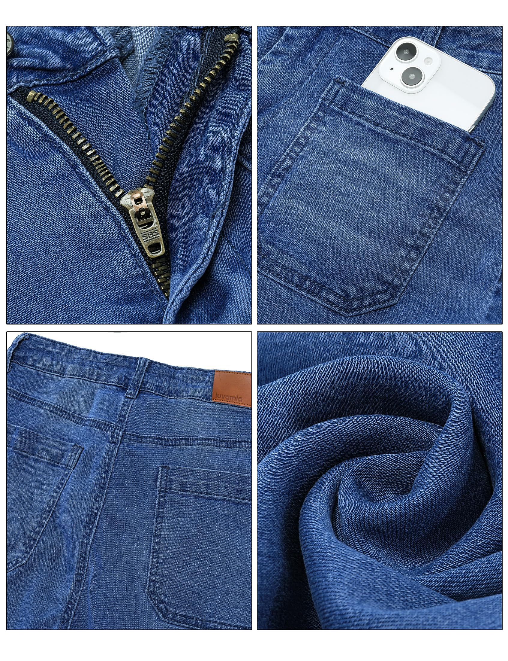 Foto 7 pulgar | Pantalones Vaqueros Luvamia Para Mujer, Cintura Alta, Pierna Ancha, Azul Oscuro - Venta Internacional.