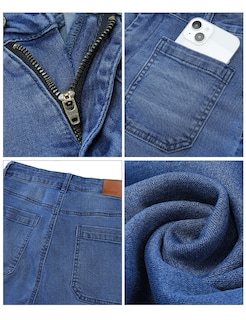 Foto 6 | Pantalones Vaqueros Luvamia Para Mujer, Cintura Alta, Pierna Ancha, Azul Oscuro - Venta Internacional.