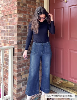 Foto 7 | Pantalones Vaqueros Luvamia Para Mujer, Cintura Alta, Pierna Ancha, Azul Oscuro - Venta Internacional.