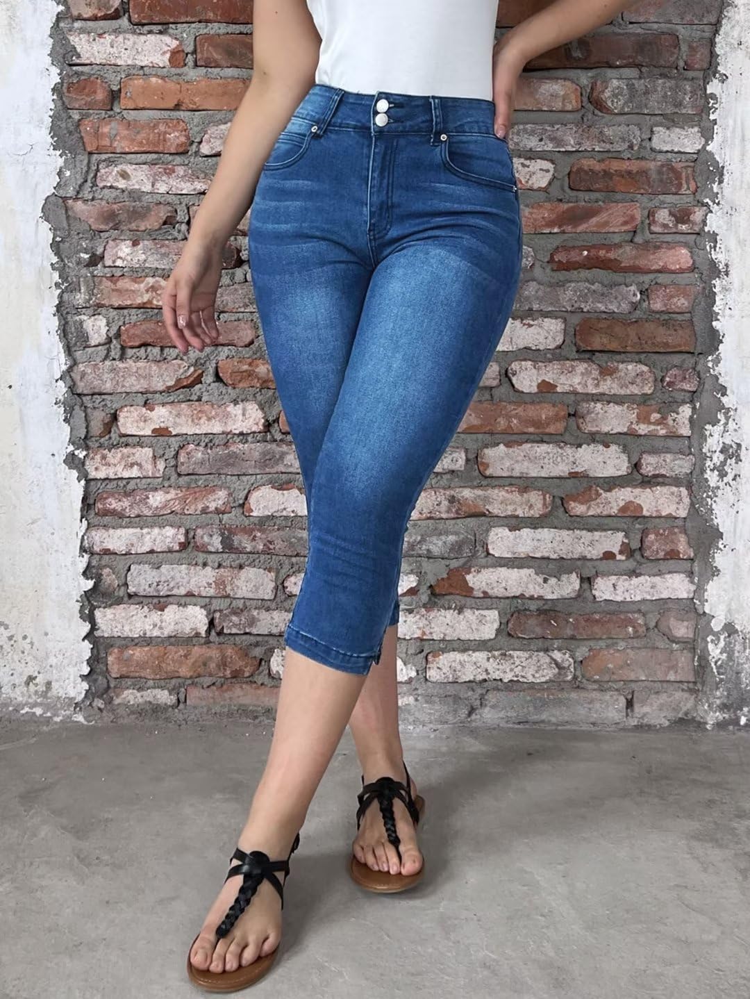 Foto 3 pulgar | Jeans Flamingals Flamingals, Capris Ajustados De Mezclilla Para Levantar Glúteos - Venta Internacional.