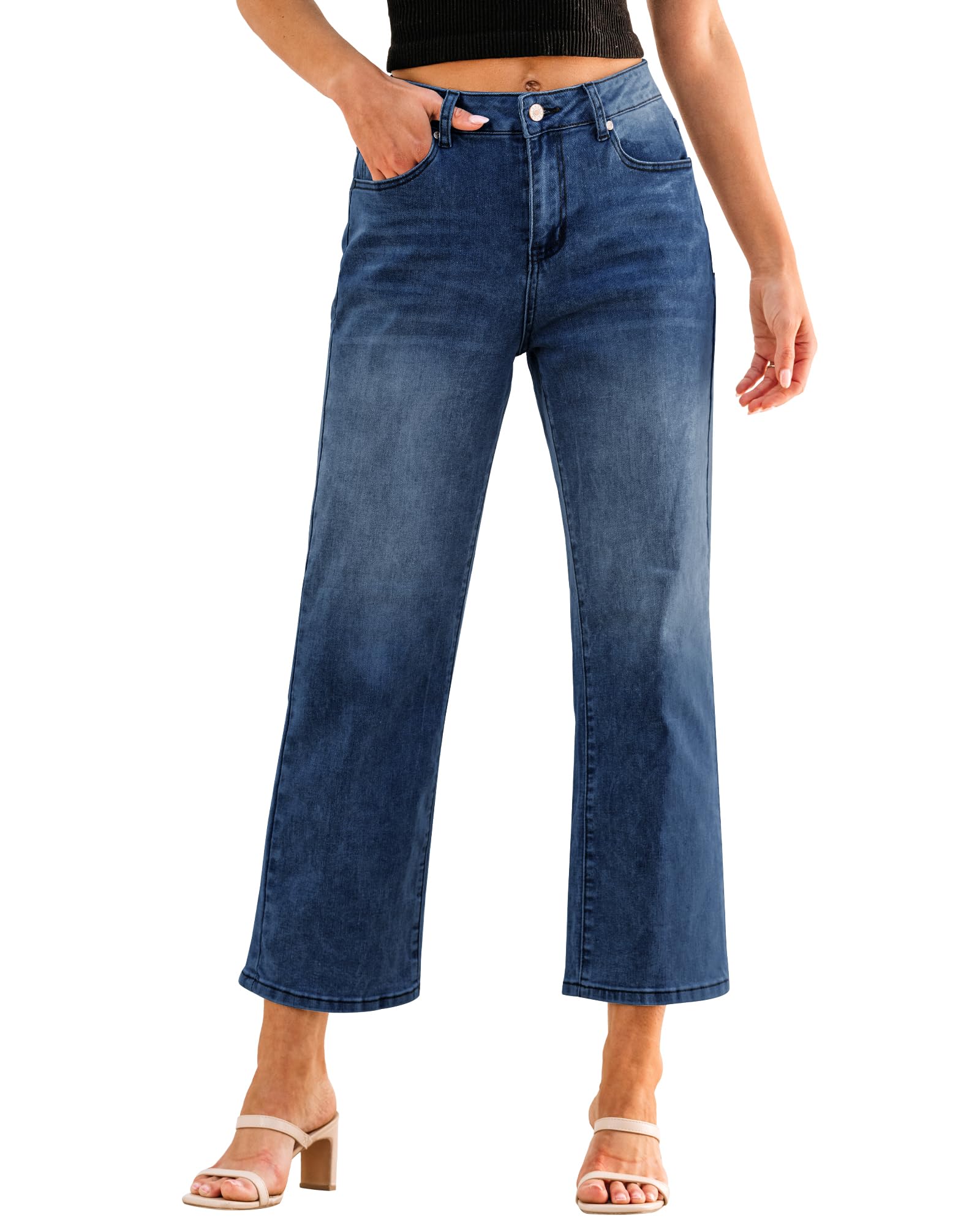 Foto 1 | Vaqueros Grapent Para Mujer, Pierna Recta, Cintura Alta, Color Azul Nightfall - Venta Internacional.