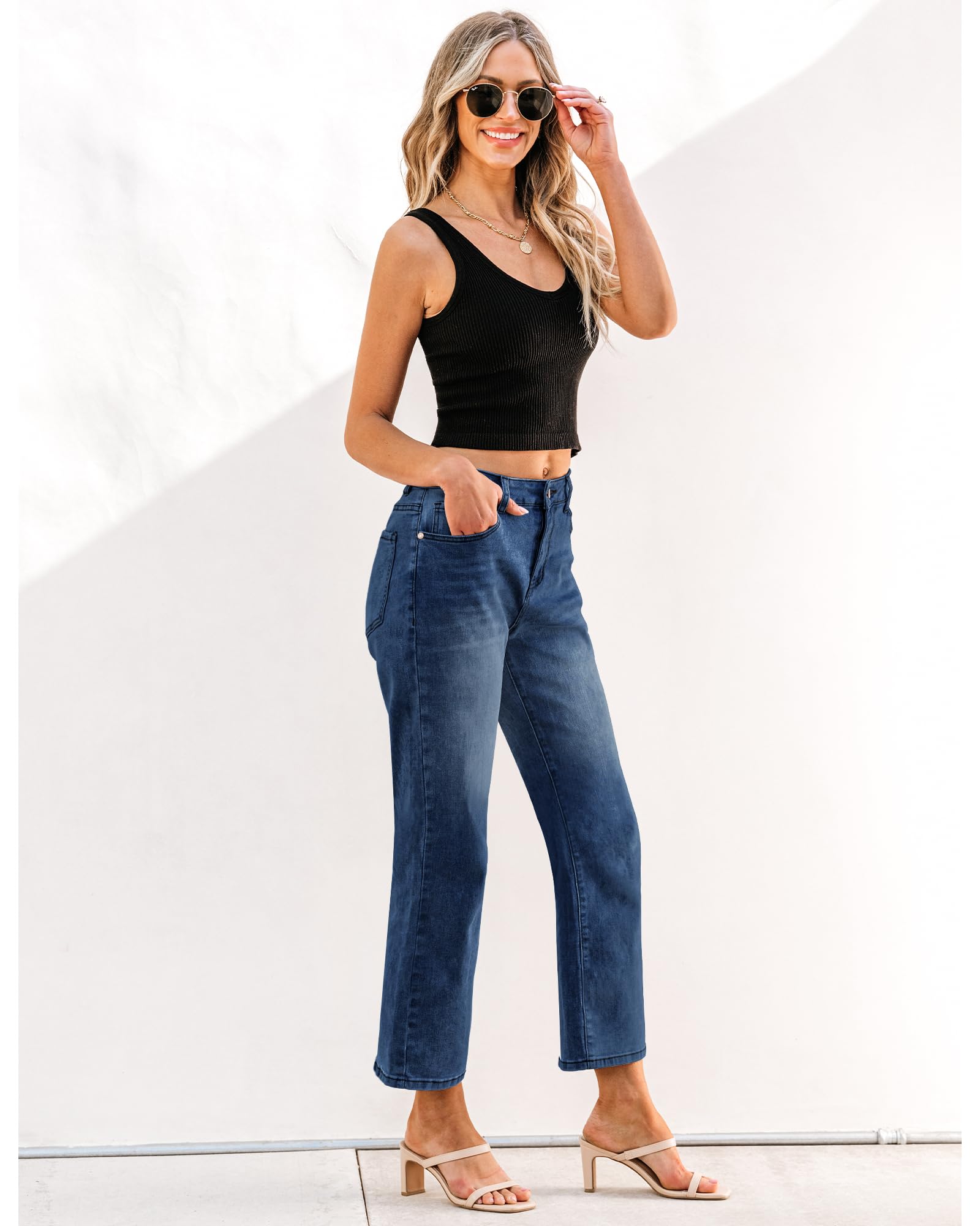Foto 4 | Vaqueros Grapent Para Mujer, Pierna Recta, Cintura Alta, Color Azul Nightfall - Venta Internacional.