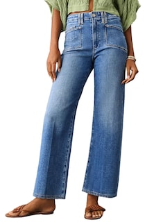 Foto 1 | Vaqueros Capri Bootcut Elegantes De Cintura Alta De Color Azul Oscuro Para Mujer - Venta Internacional.