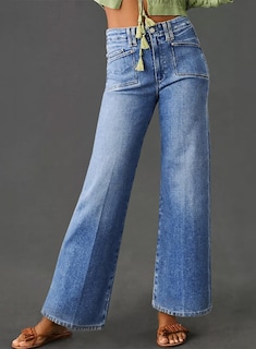 Foto 4 | Vaqueros Capri Bootcut Elegantes De Cintura Alta De Color Azul Oscuro Para Mujer - Venta Internacional.