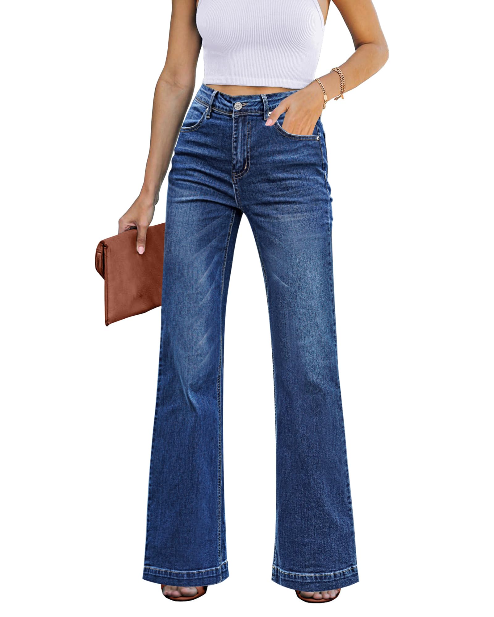 Vaqueros Grapent Western Para Mujer, Cintura Alta, Elásticos, Azul - Venta Internacional.