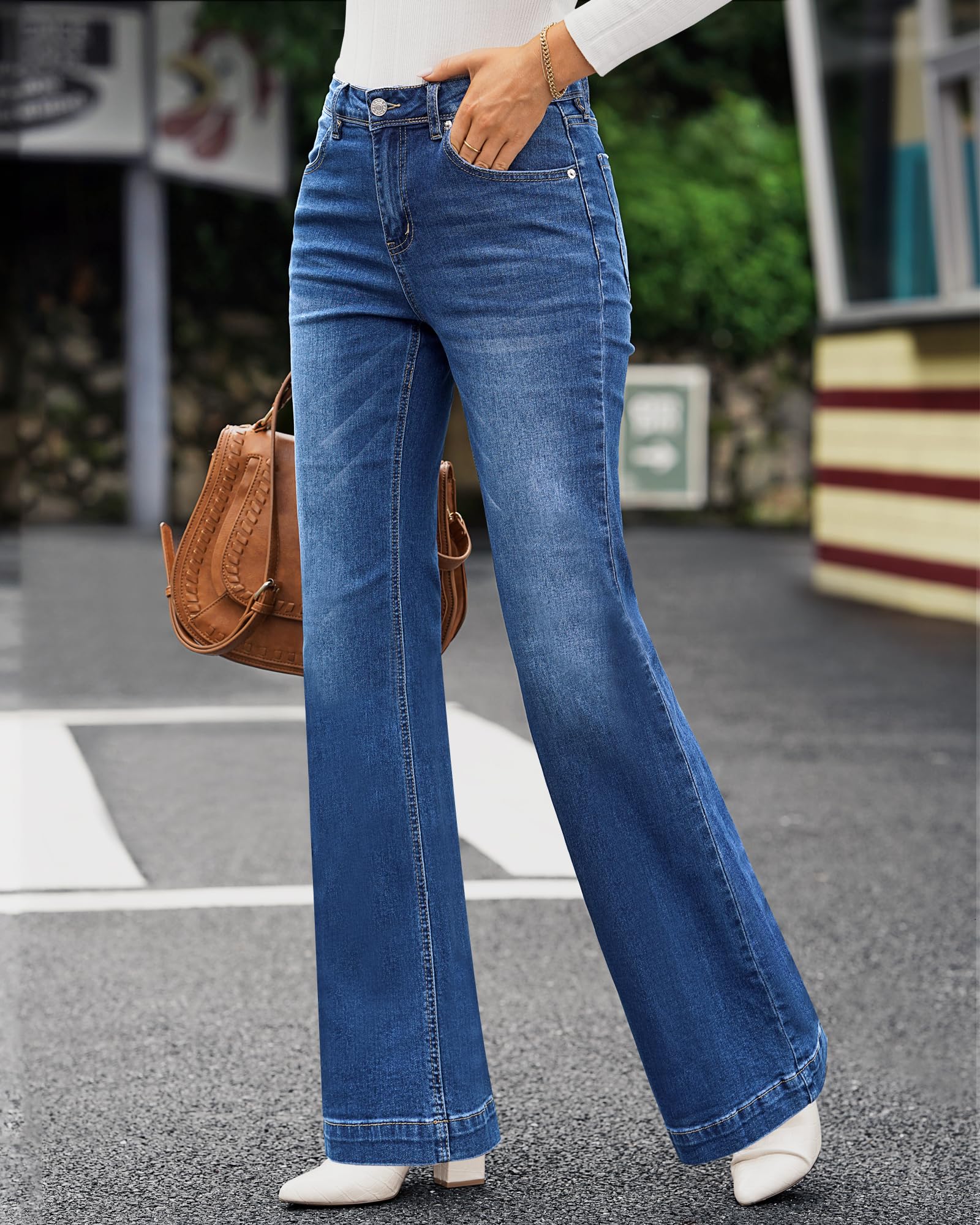 Foto 2 | Vaqueros Grapent Western Para Mujer, Cintura Alta, Elásticos, Azul - Venta Internacional.