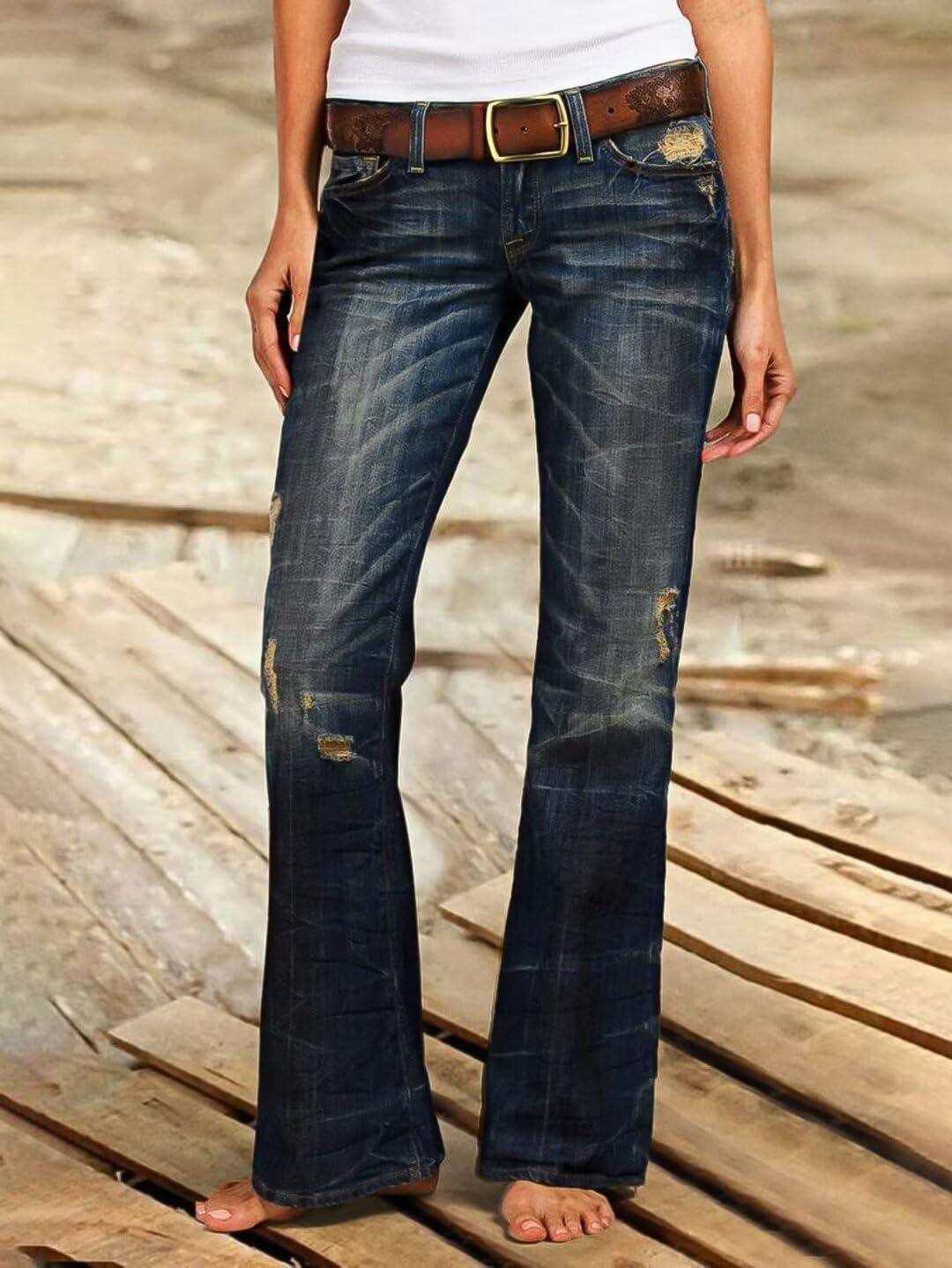 Foto 3 pulgar | Bota Jeans Flamingals De Cintura Baja Para Mujer, Color Azul Ceniza L - Venta Internacional.