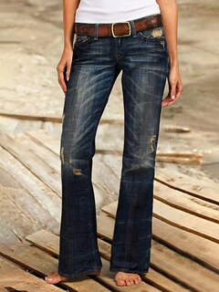 Foto 2 | Bota Jeans Flamingals De Cintura Baja Para Mujer, Color Azul Ceniza L - Venta Internacional.
