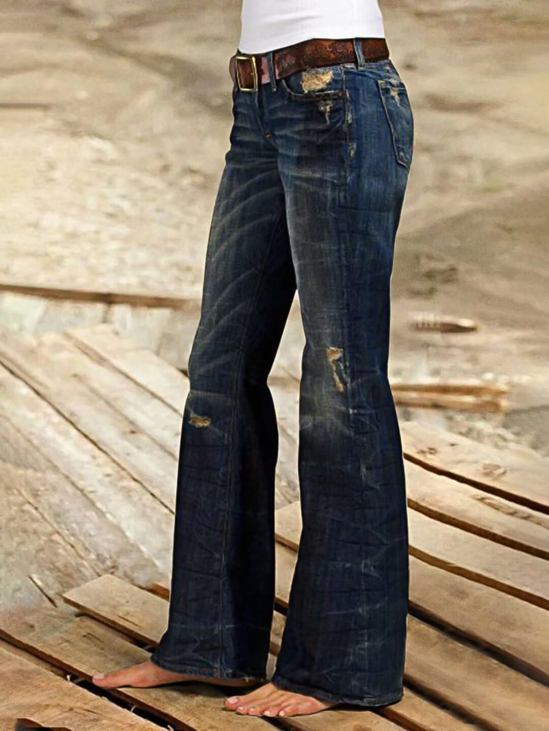 Foto 4 pulgar | Bota Jeans Flamingals De Cintura Baja Para Mujer, Color Azul Ceniza L - Venta Internacional.