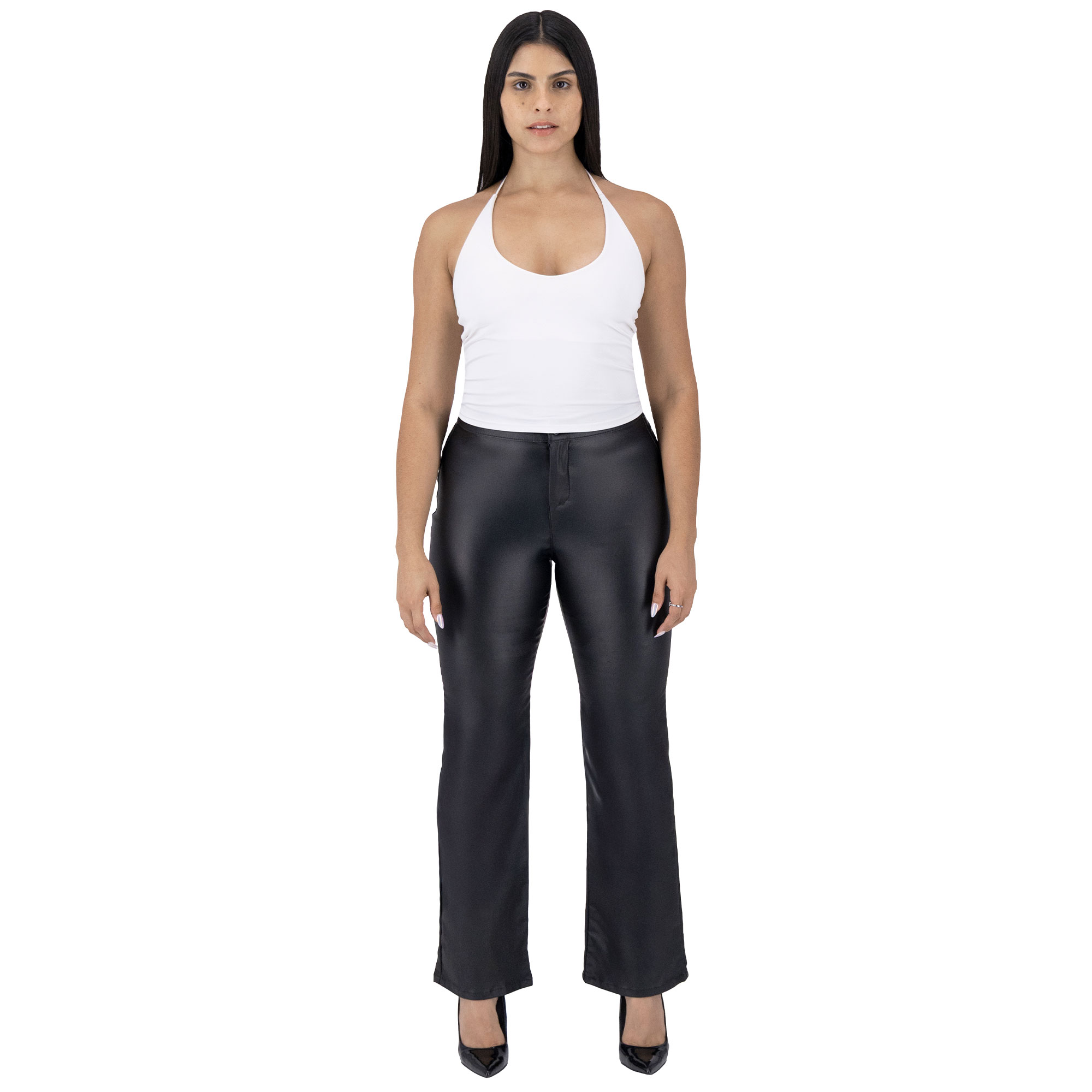 Foto 4 pulgar | Pantalón Recto Britos Jeans Mujer Negro Vinipiel 025811