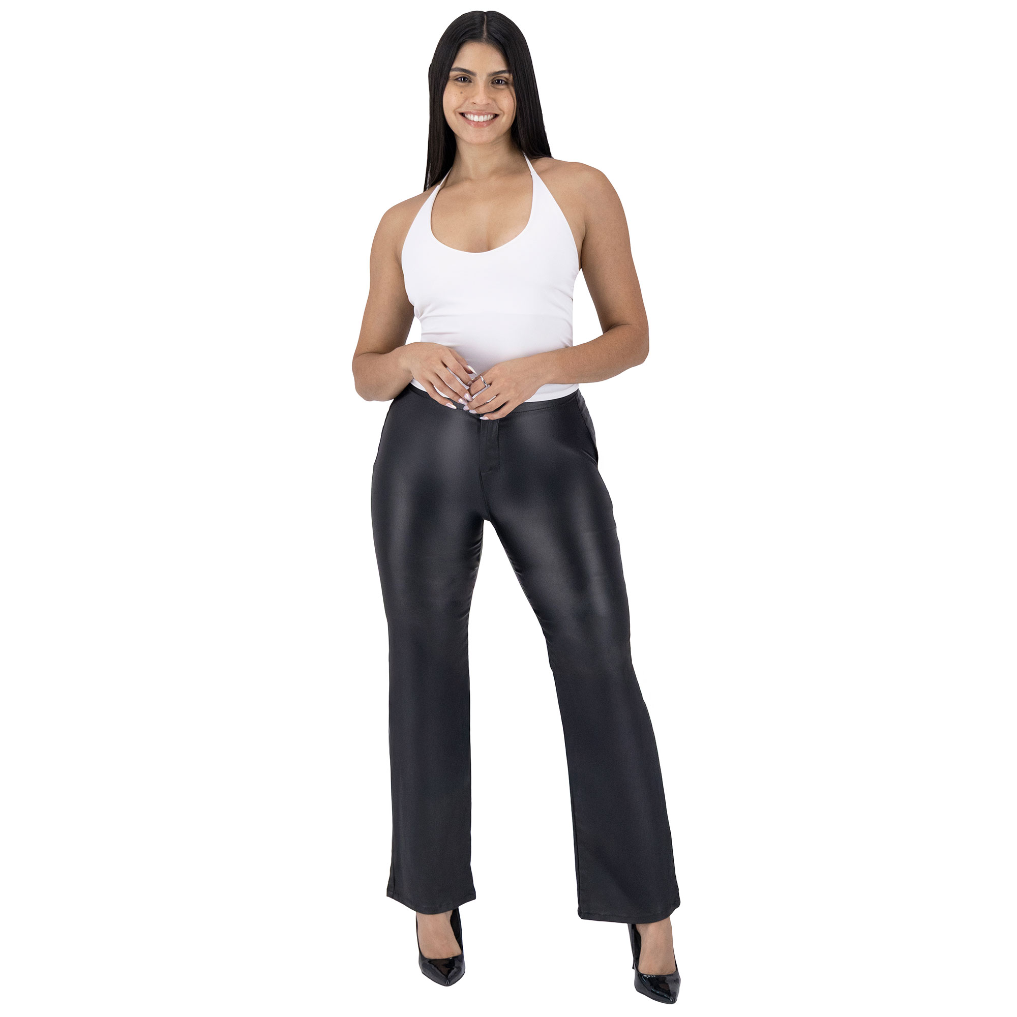 Foto 6 pulgar | Pantalón Recto Britos Jeans Mujer Negro Vinipiel 025811
