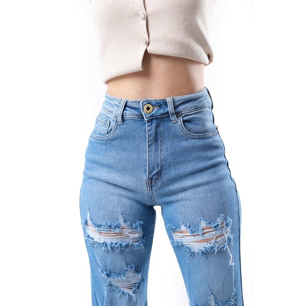 Foto 4 pulgar | Jeans De Corte Recto Con Destrucciones /juvenil  1776 (azul Claro) Azul