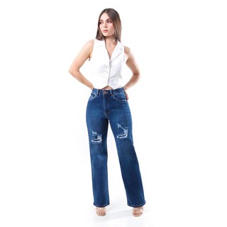 Foto 1 | Jeans De Corte Recto Con Destrucciones /juvenil 1777 (azul Oscuro) Azul Oscuro