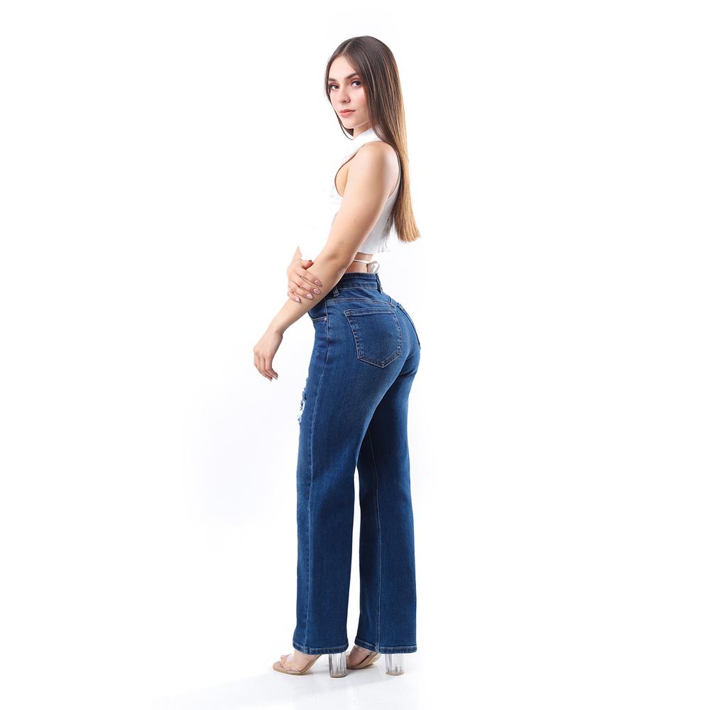 Foto 2 | Jeans De Corte Recto Con Destrucciones /juvenil  1777 (azul Oscuro) Azul Oscuro