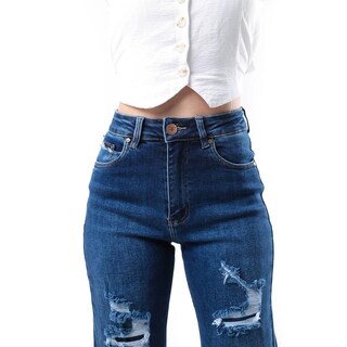 Foto 3 | Jeans De Corte Recto Con Destrucciones /juvenil 1777 (azul Oscuro) Azul Oscuro