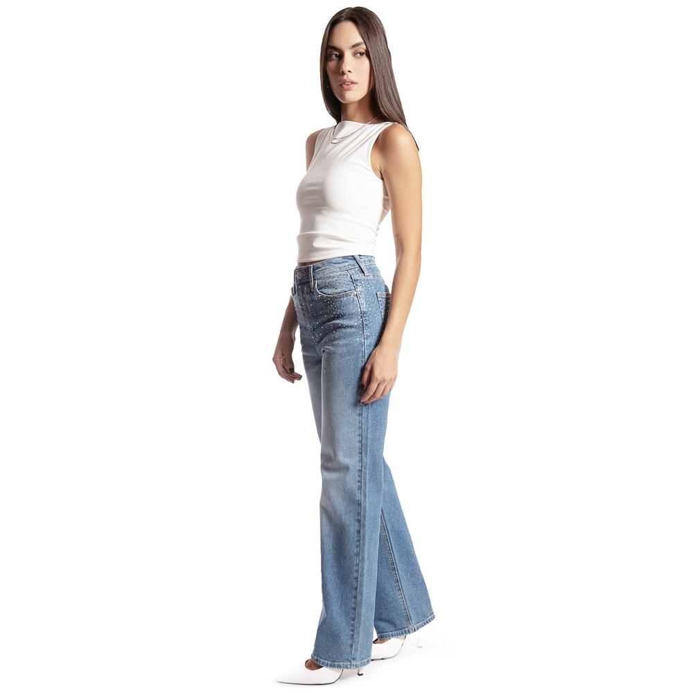 Foto 2 | Jeans Recto Con Pedrería /juvenil  7116 (mezclilla Medio) Azul