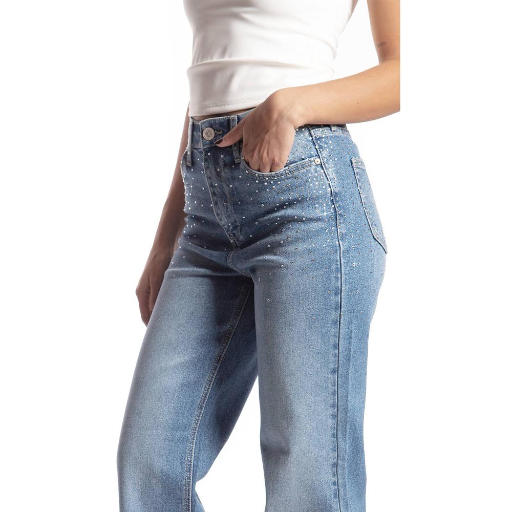 Foto 4 | Jeans Recto Con Pedrería /juvenil  7116 (mezclilla Medio) Azul
