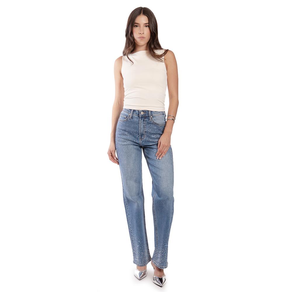 Foto 1 | Jeans Con Pedrería Roman Fashion /juvenil  7118 (mezclilla Medio) Azul