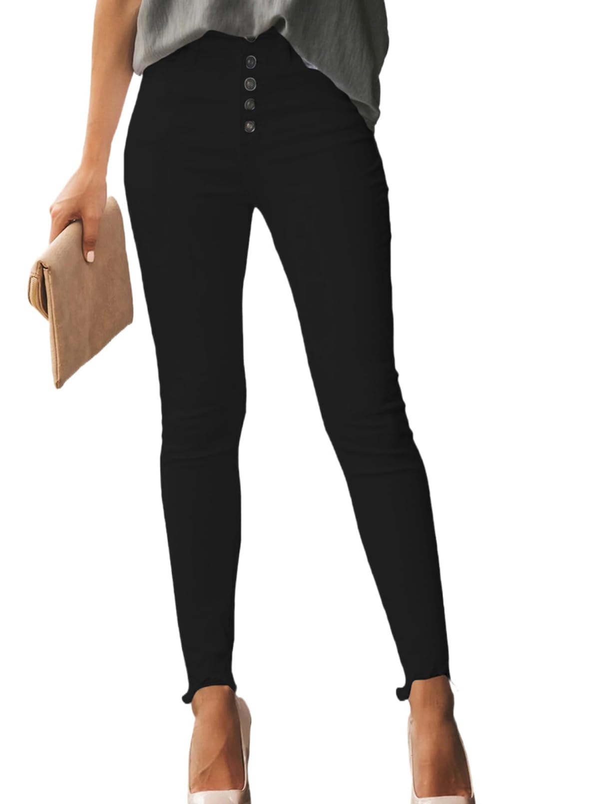Foto 1 | Pantalones Vaqueros Negros Negros Con Cintura Alta Y Cintura Alta - Venta Internacional.