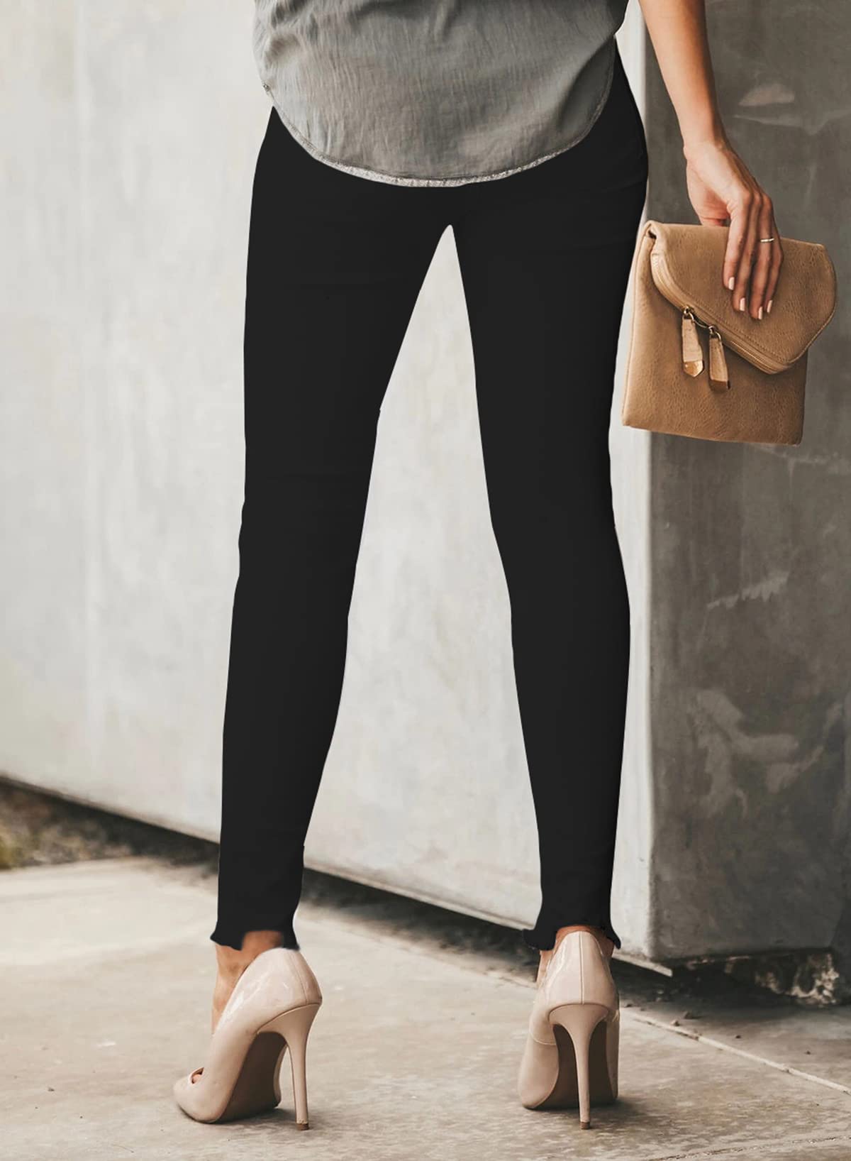 Foto 2 | Pantalones Vaqueros Negros Negros Con Cintura Alta Y Cintura Alta - Venta Internacional.