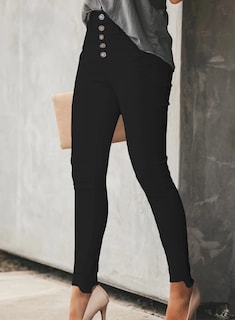Foto 3 | Pantalones Vaqueros Negros Negros Con Cintura Alta Y Cintura Alta - Venta Internacional.