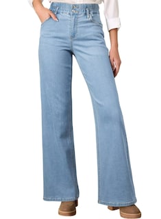 Foto 1 | Jeans Astylish Para Mujer Cintura Alta Pierna Ancha Vaqueros Azul Beau - Venta Internacional.