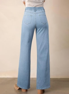 Foto 2 | Jeans Astylish Para Mujer Cintura Alta Pierna Ancha Vaqueros Azul Beau - Venta Internacional.