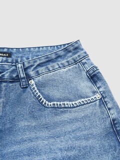 Foto 5 | Pantalones Vaqueros Con Diseño De Flamencos De Pierna Ancha Para Mujer Cintura Media Punto Holgado - Venta Interna