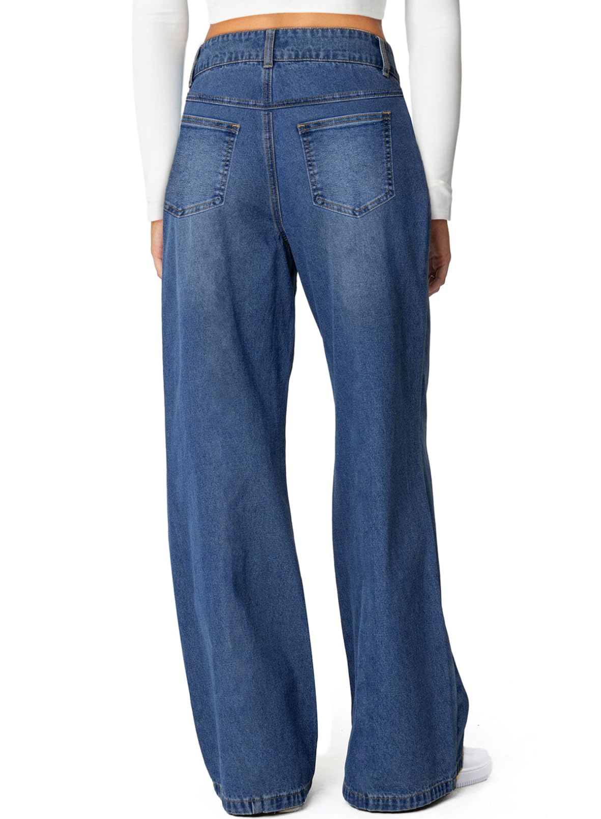 Foto 3 pulgar | Jeans Sidefeel  Pierna Ancha  Cintura Alta  Color Azul Recto  Para Mujer - Venta Internacional.