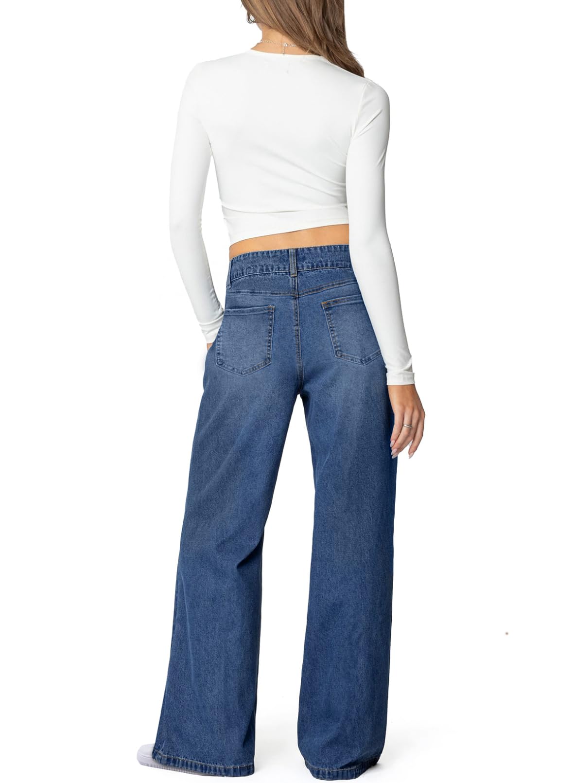Foto 5 pulgar | Jeans Sidefeel  Pierna Ancha  Cintura Alta  Color Azul Recto  Para Mujer - Venta Internacional.