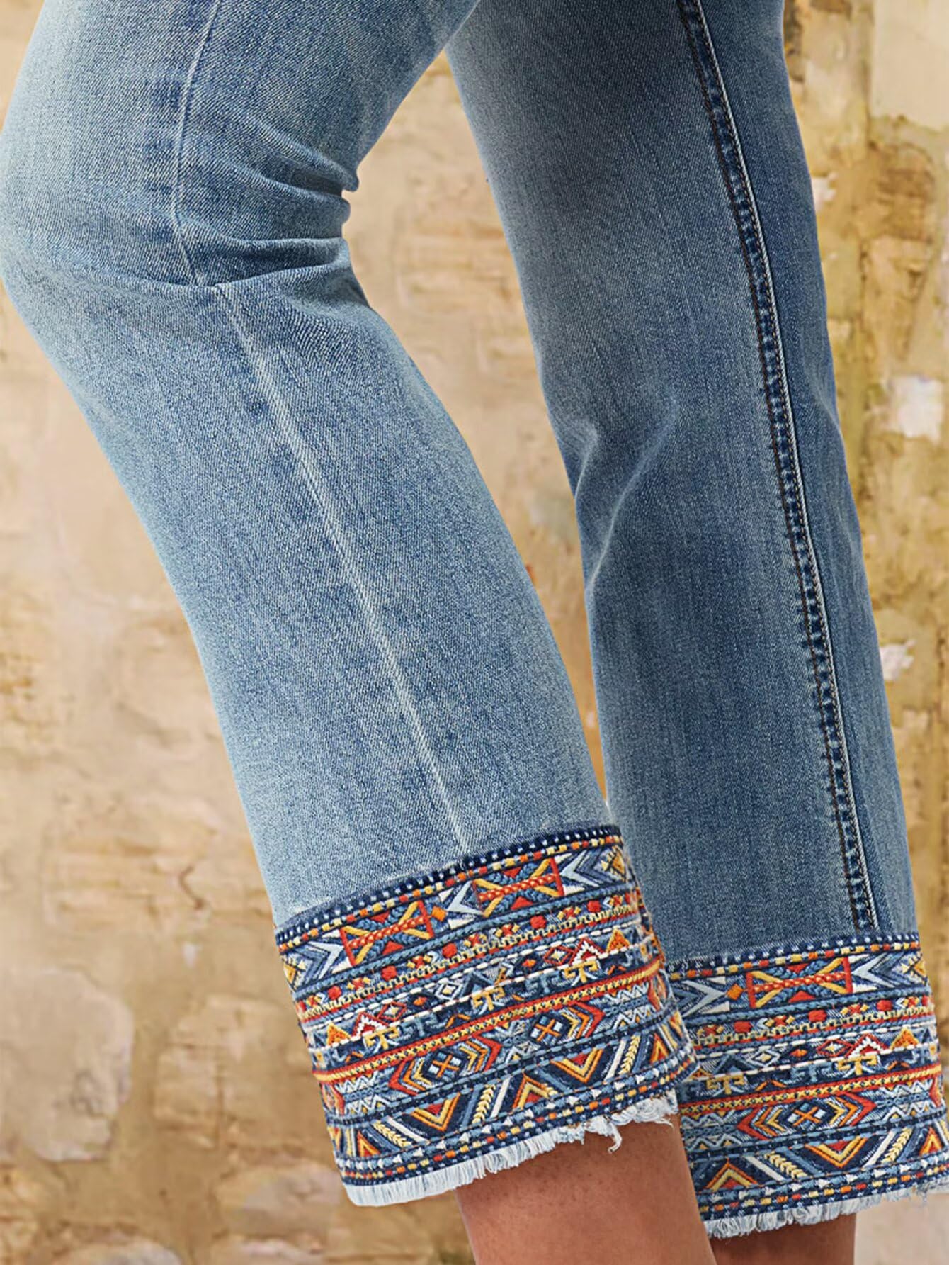 Foto 5 | Pantalones Vaqueros Con Estampado Flamingals De Pierna Recta Para Mujer  Color Azul Claro  Talla M - Venta Internaciona