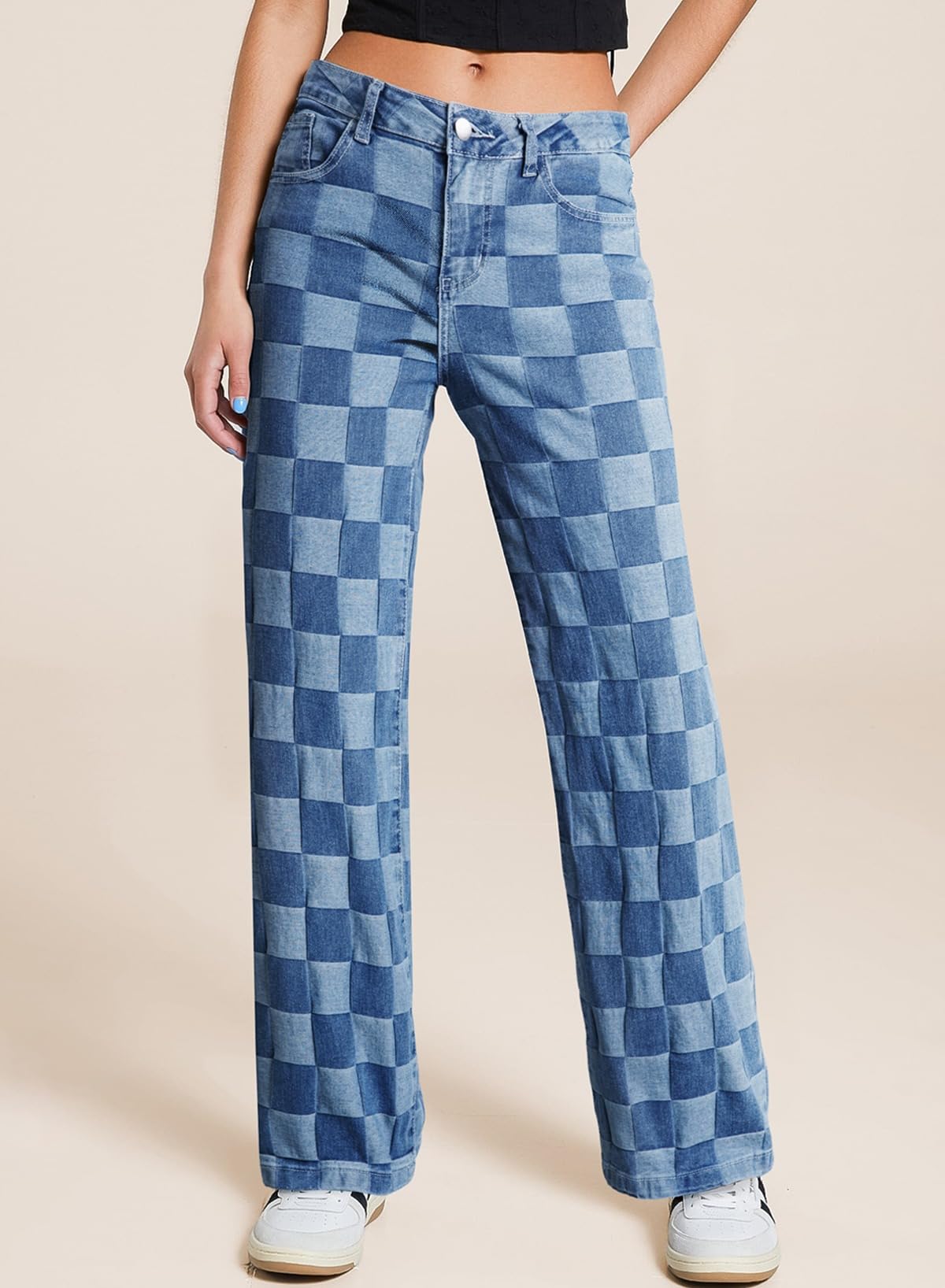 Foto 5 | Jeans Sidefeel  Pierna Ancha  Cintura Alta  Elásticos  Azul  Talla 16  Para Mujer - Venta Internacional.