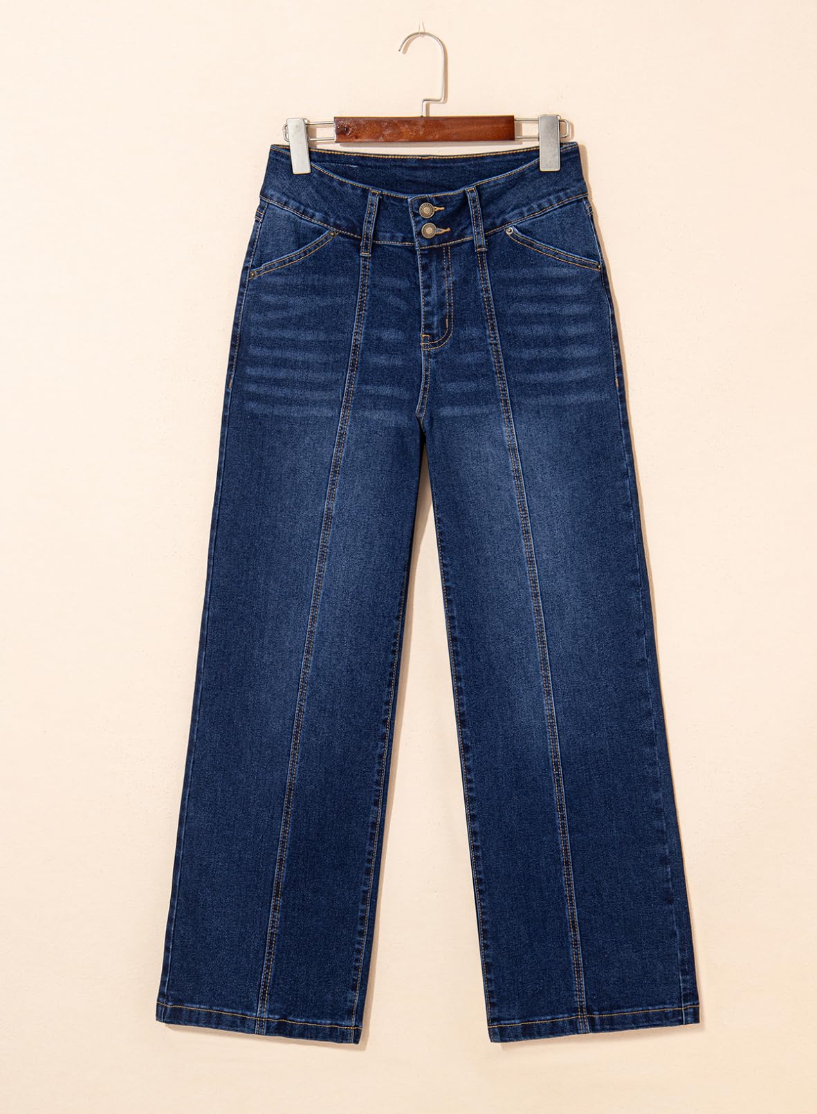 Foto 6 | Vaqueros Elásticos Con Cintura Alta Y Pierna Ancha Con Tacto Lateral Para Mujer - Venta Internacional.