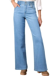 Foto 1 | Jeans Astylish Para Mujer Cintura Alta Pierna Ancha Azul Cielo - Venta Internacional.