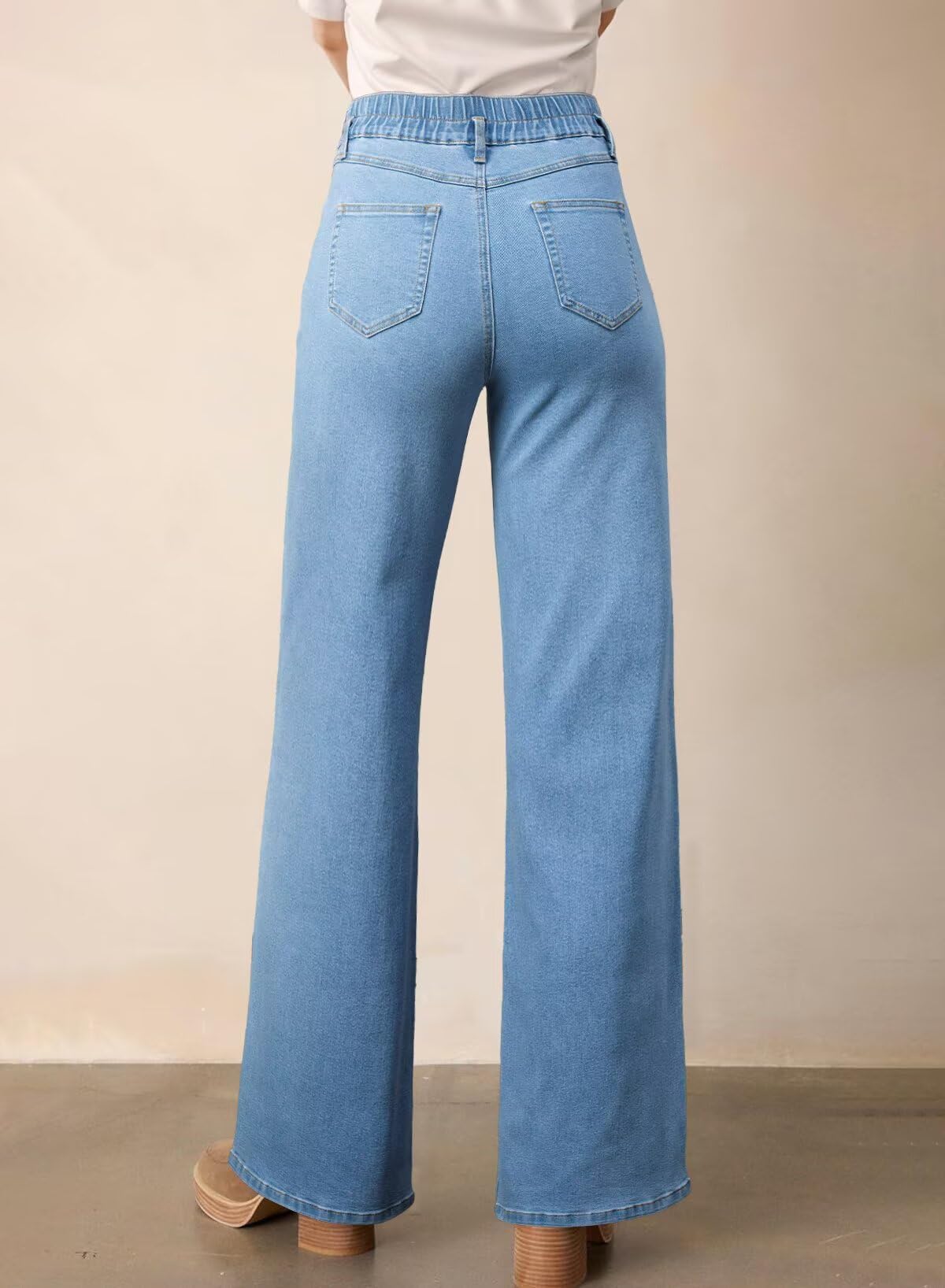 Foto 3 pulgar | Jeans Astylish Para Mujer  Cintura Alta  Pierna Ancha  Azul Cielo - Venta Internacional.