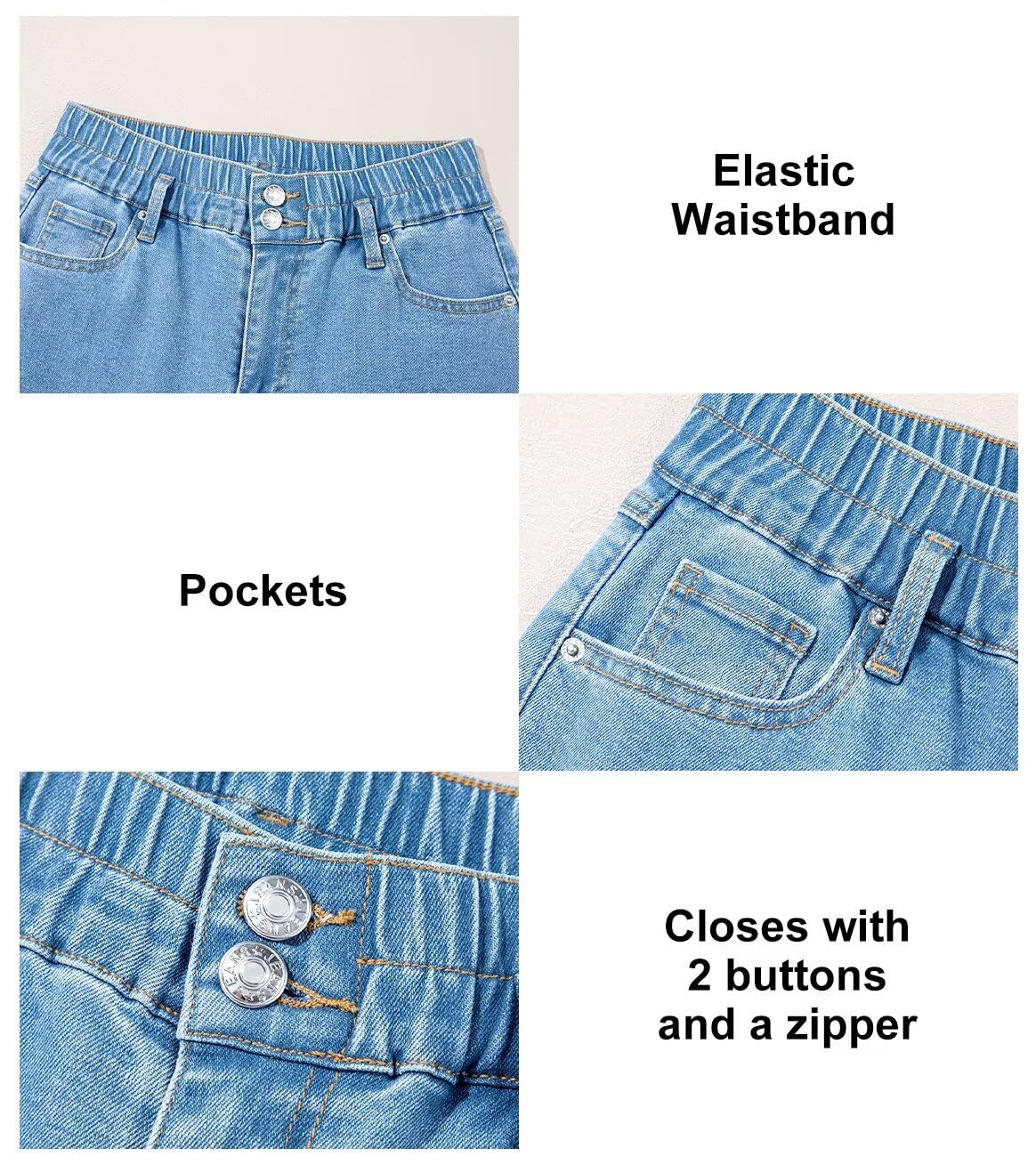 Foto 5 pulgar | Jeans Astylish Para Mujer  Cintura Alta  Pierna Ancha  Azul Cielo - Venta Internacional.