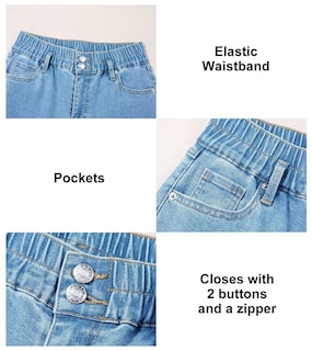 Foto 4 | Jeans Astylish Para Mujer Cintura Alta Pierna Ancha Azul Cielo - Venta Internacional.
