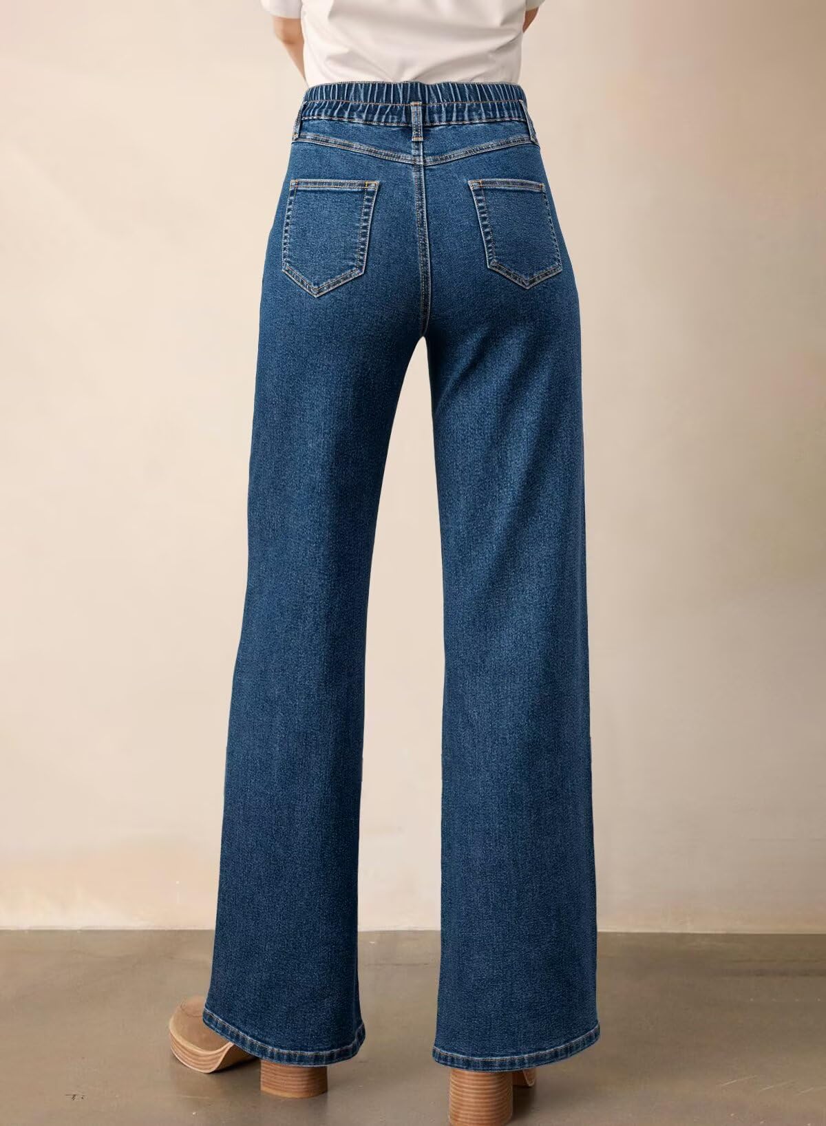 Foto 2 | Vaqueros Elegantes De Cintura Alta Y Pierna Ancha Para Mujer  Color Azul Ashleigh  Talla 6 - Venta Internacional.