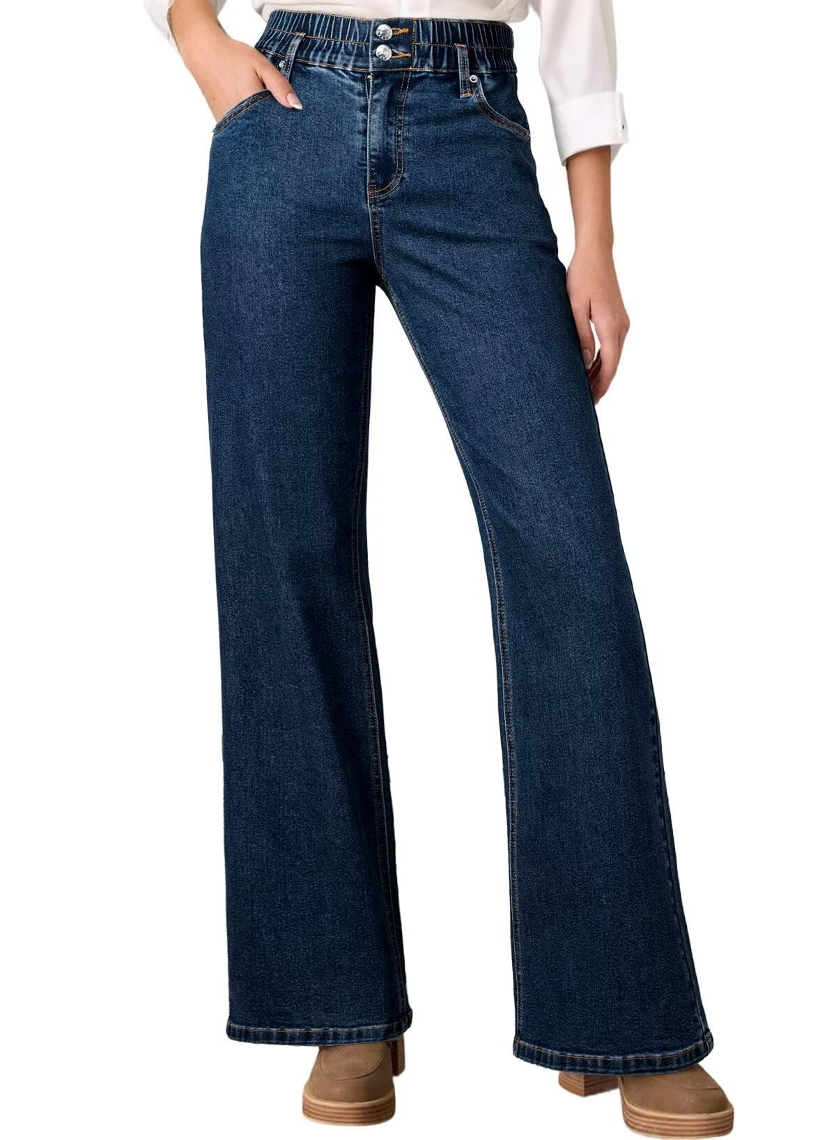 Foto 2 pulgar | Jeans Astylish Para Mujer  Cintura Alta  Pierna Ancha  Talla 18 - Venta Internacional.