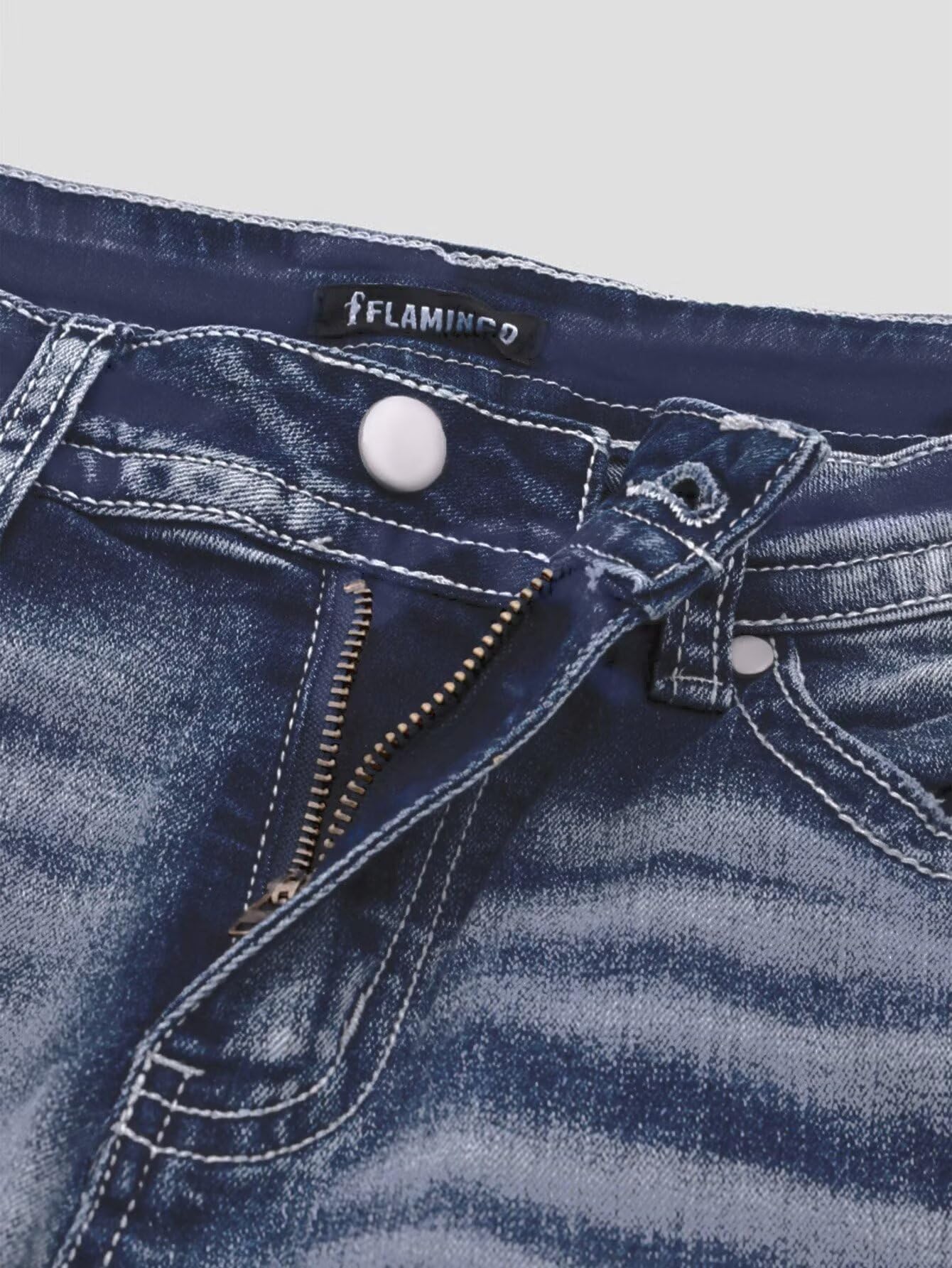 Foto 5 | Vaqueros Capri Flamingals Para Mujer  Talle Medio  Ceñidos  Azul Oscuro - Venta Internacional.