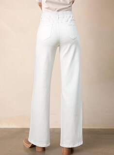 Foto 2 | Jeans Astylish Para Mujer Cintura Alta Pierna Ancha Mezclilla Blanca - Venta Internacional.
