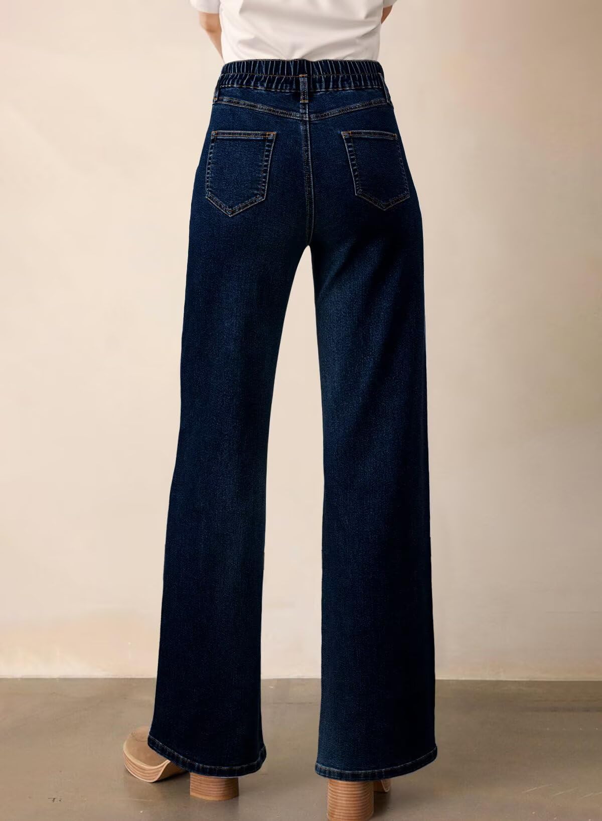 Foto 3 pulgar | Jeans Astylish Para Mujer  Cintura Alta  Pernera Ancha  Azul Marino - Venta Internacional.