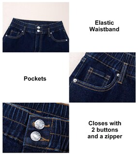 Foto 4 | Jeans Astylish Para Mujer Cintura Alta Pernera Ancha Azul Marino - Venta Internacional.