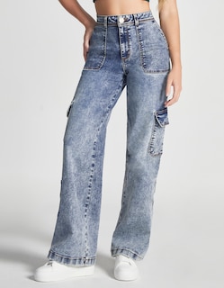 Foto 1 | Jeans Mujer Cargo Recto Cintura Alta Push Up 0082acwa Seven Jeans