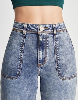 Foto 3 | Jeans Mujer Cargo Recto Cintura Alta Push Up 0082acwa Seven Jeans
