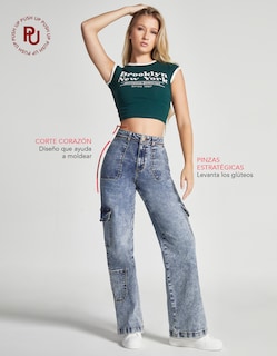 Foto 5 | Jeans Mujer Cargo Recto Cintura Alta Push Up 0082acwa Seven Jeans