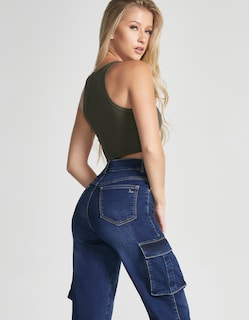 Foto 2 | Jeans Mujer Cargo Recto Cintura Super Alta 0092stob Seven Jeans