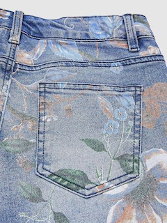 Foto 4 | Pantalones Flamingals Vintage De Mezclilla Recta Con Estampado Floral Para Mujer Color Azul L - Venta Internacional.